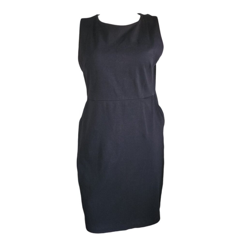 Old Navy Dress Womens Size LP Large Petite Solid‎ All Black Sleeveless Zip Back